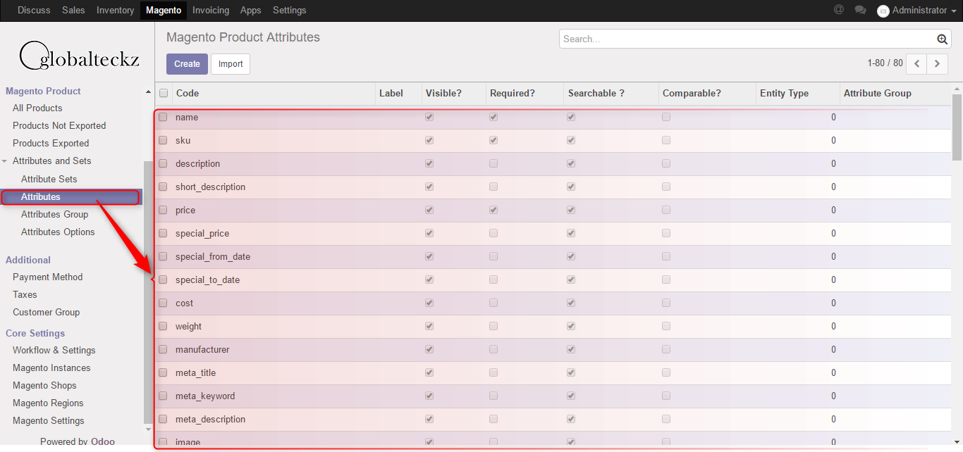 odoo attributes import best connector