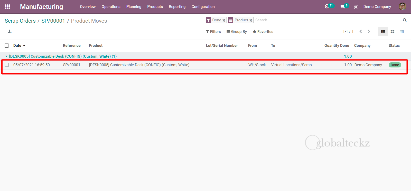 Manage Scrap Orders in Odoo ERP - Globalteckz